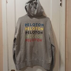 Peloton Rainbow Spellout Full Zip Hoodie large Heather Gray SU121 NWT $118